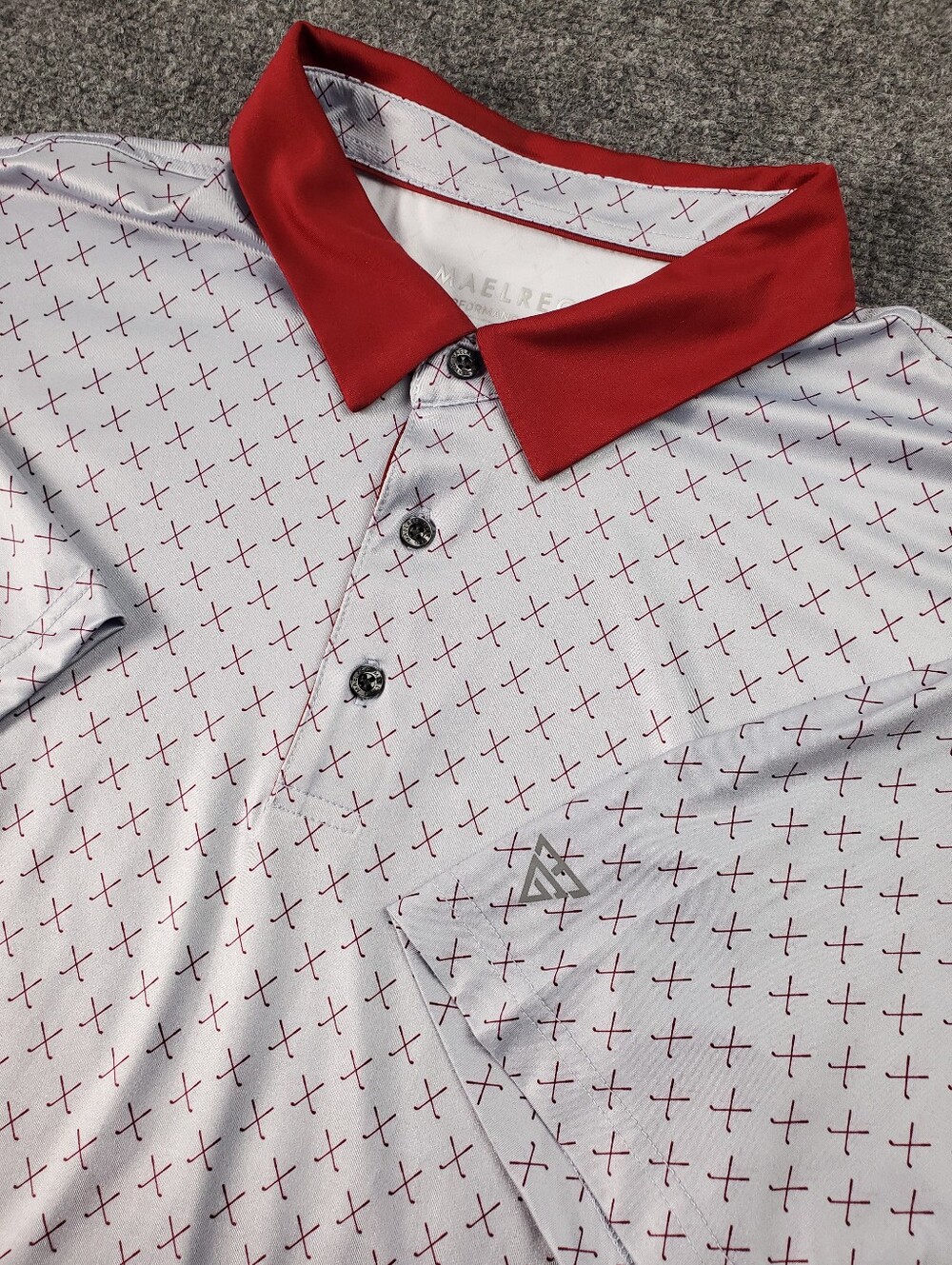 Maelreg Golf Polo Shirt 2XL Performance Stretch Golf Club Print Short Sleeve